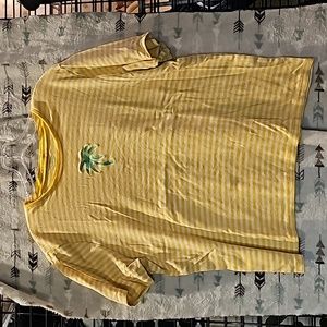 Talbots Woman 2X yellow and white striped palm tree embroidered T-shirt